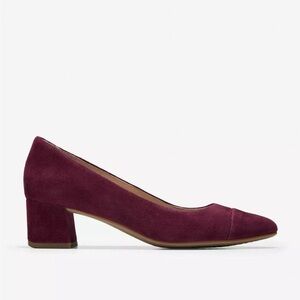 Elegant Burgundy Block Heel Pumps